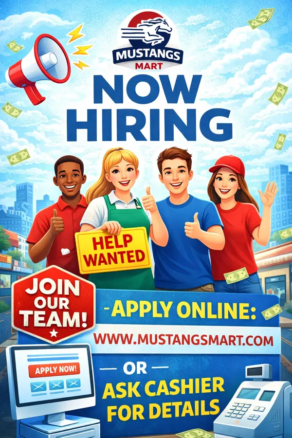 Now hiring at Mustangs